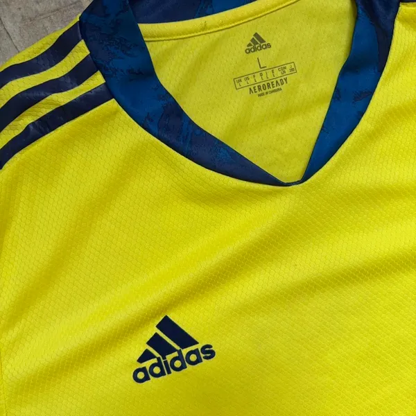 Adidas Men’s Yellow Soccer Jersey Athletic Shirt - Image 2