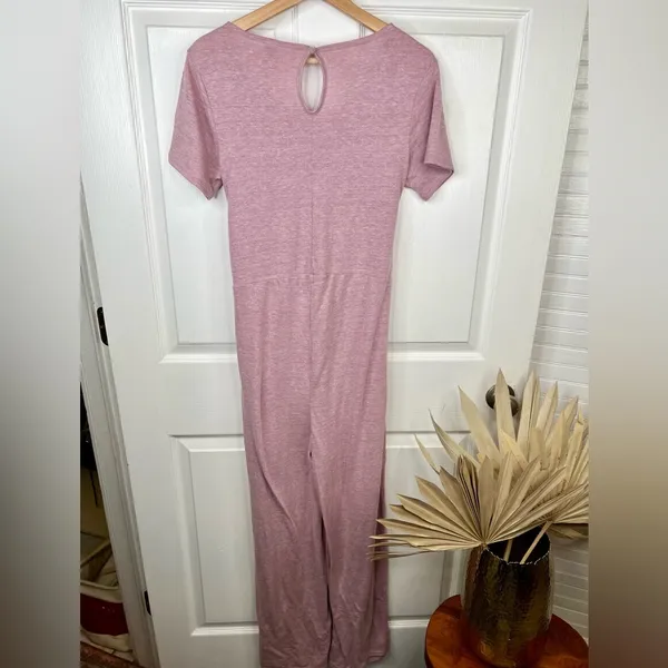 Alternative Women's Pink Tie Waist Jumpsuit Size M Casual Short Sleeve - Image 3
