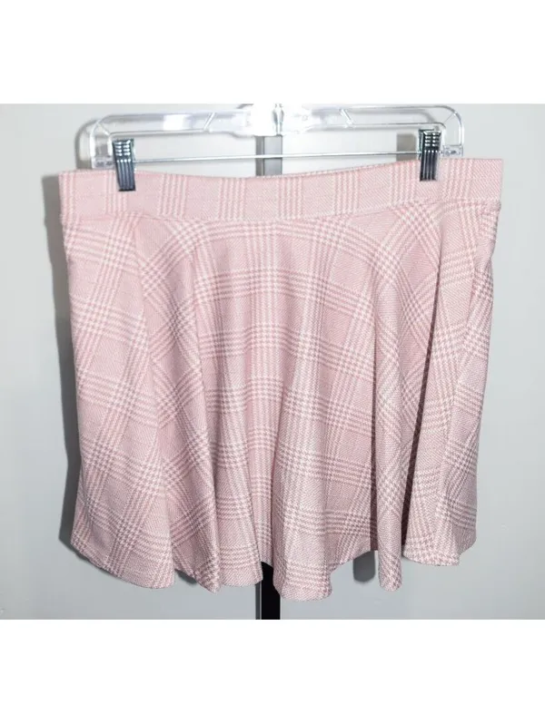 Halara Pink Plaid Skater Skirt with Built-in Shorts, Size XL Preppy Sporty - Image 2