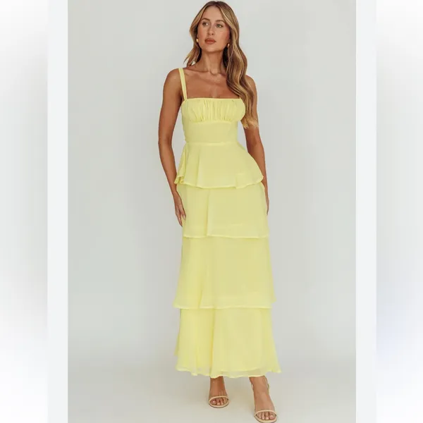 Selfie Leslie Provence Bloom Tiered Maxi Dress in Yellow Medium - Image 2