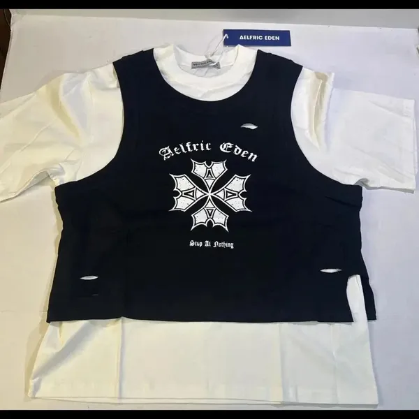 Aelfric Eden Punk Emo‎ Goth Preppy Oversized Distressed T Shirt Vest XS NWT - Image 6