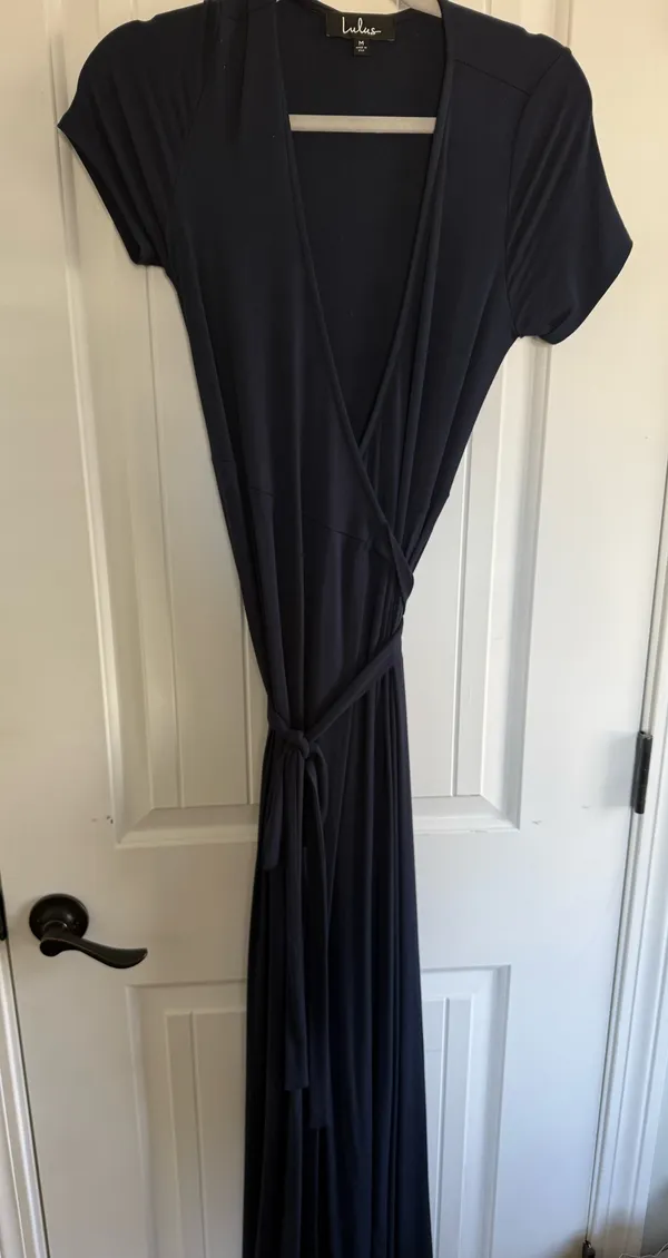 Lulus Navy Blue Maxi Wrap Dress - Image 4
