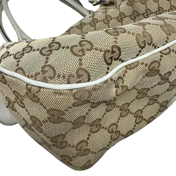 Gucci Sukey Medium Tote Monogram Canvas White Trim Pleated Handbag Charm - Image 8