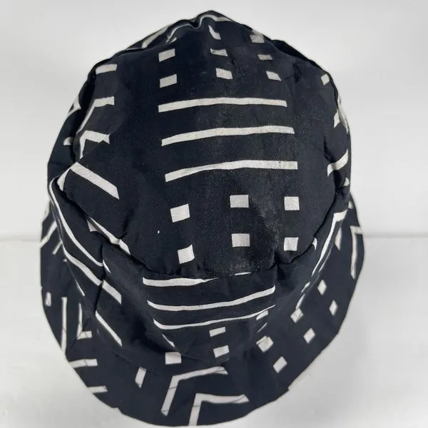 Reversible Bucket Hat Black White Mudcloth Print Boho Festival Sun Hat Unisex - Image 3