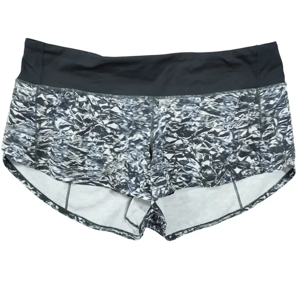 Lululemon Women's Size 8 Speed Up Shorts Black White‎ Abstract Print Running - Image 3