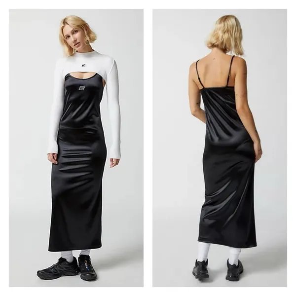 Urban Outfitters iets frans Satin Maxi Dress Women's‎ S Black Sleeveless Y2K - Image 9