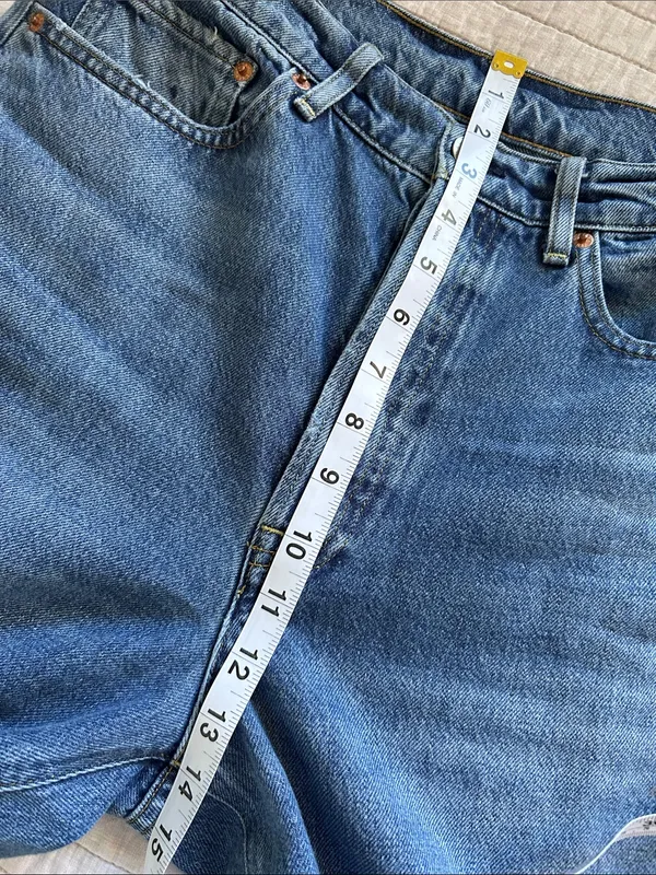 Buck Mason deck ridge twill high-rise, wide leg, blue cotton denim jeans 29” - Image 9