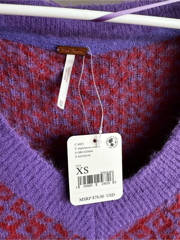 Free People Lavender and Orange V-Neck Sweater Vest Through the Motions - Image 5