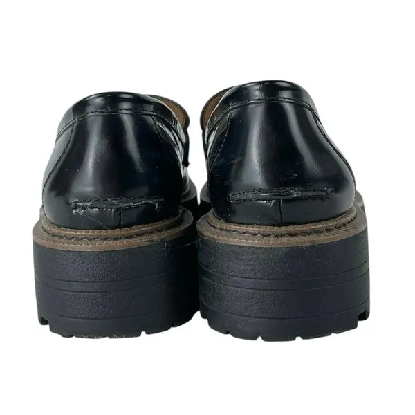 Sam Edelman Laurs Black Leather Chunky Lug Sole Slip On Platform Loafer Shoes 10 - Image 3