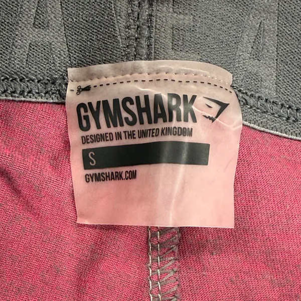 Gymshark Womens Small Gray Sheer Pink Graphic Logo Athletic‎ Yoga Leggings Pants - Image 2