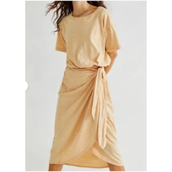Free People Beach Leila Midi Dress Light Purple Short Sleeve Faux Wrap XS - Image 4