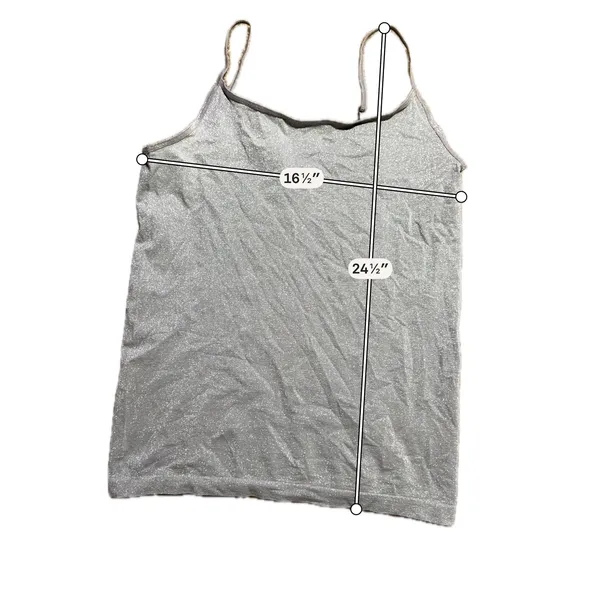 Ann Taylor Silver Shimmer Metallic Camisole Spaghetti‎ Strap Tank Top Womens M - Image 3