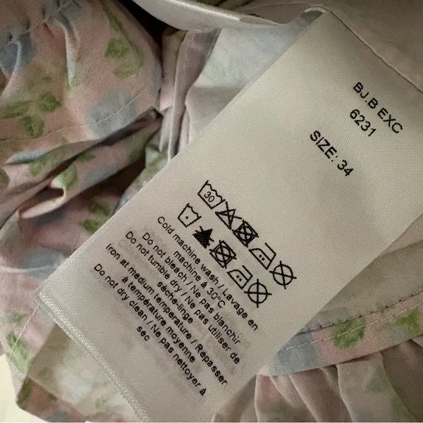 GANNI Ruffled floral-print‎ cotton mini dress Pastel Blue Pink Size 34 - Image 9