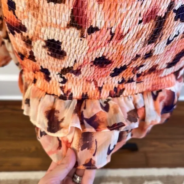 New Vici Floral Smocked Off the Shoulder Dress XS - Image 5