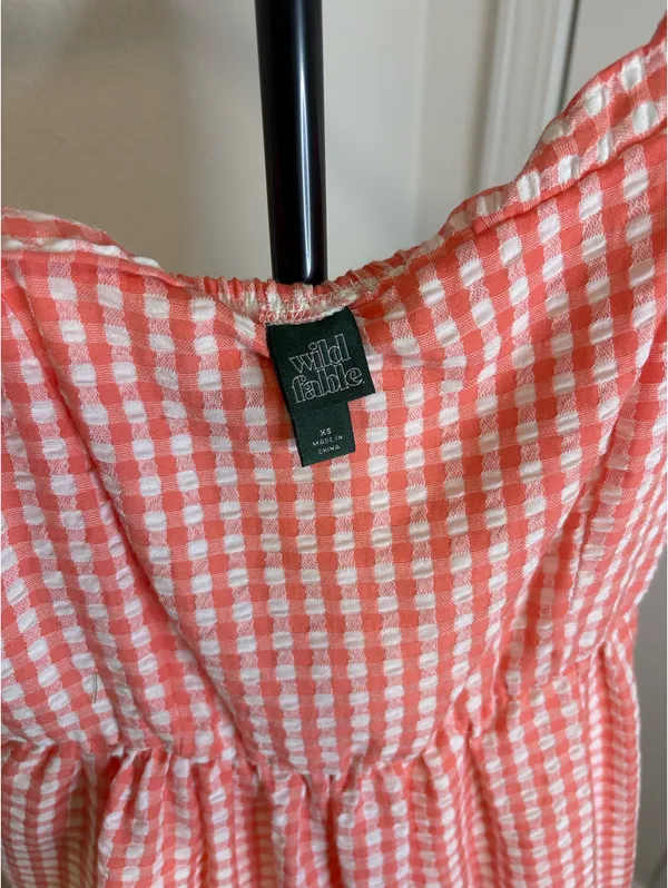 Wild Fable Dress Mini Gingham Pink White XS - Image 6