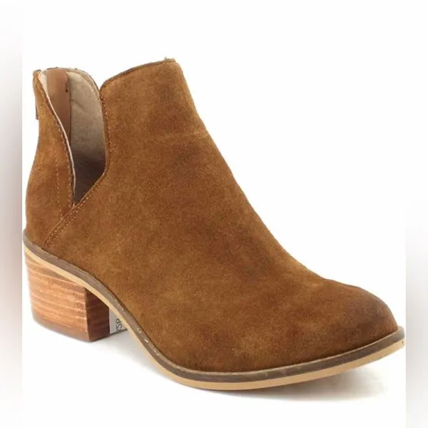 STEVE MADDEN Ankle Boot Size 10 Brown Suede Bootie Open Side Chunky Heel Western - Image 15