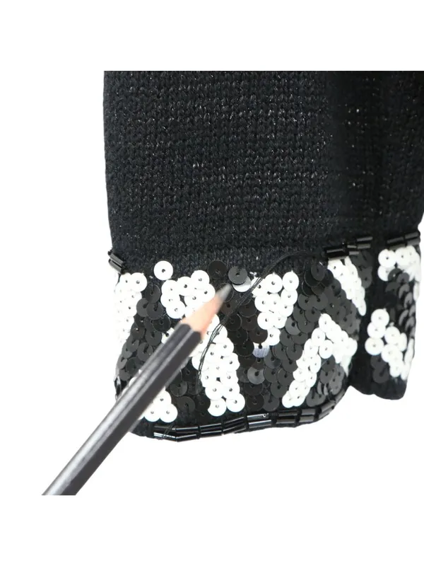 Design Options by Philip & Jane Gordon Black Zebra Sequin Cardigan Sweater L - Image 6