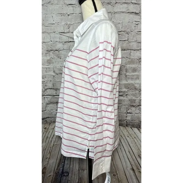Pendleton Pink Stripe White Long Sleeve‎ Button Up Women’s Shirt Cotton S - Image 3