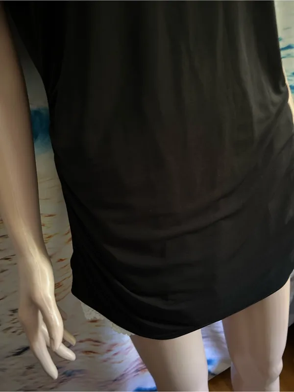 Premise Women’s Black Short Sleeve Scoop Neck Top with Shoulder Stud Detail XL - Image 6