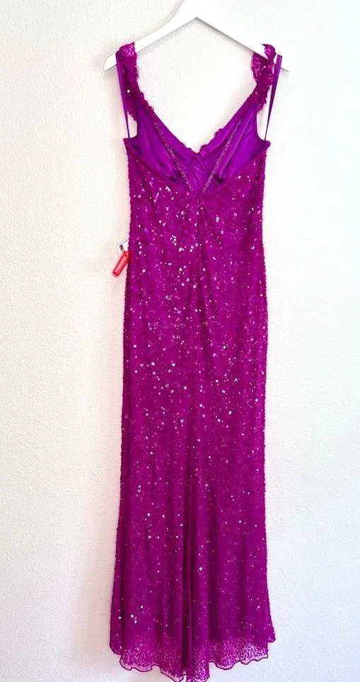 Mac Duggal 5674 Ruffle V-Neck Sequin Dress NWT Size 10 - Image 4