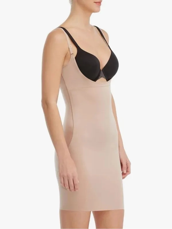 SPANX Open Bust Full Slip Dress Shapewear Adjustable Straps Stretch Nude Medium - Image 7