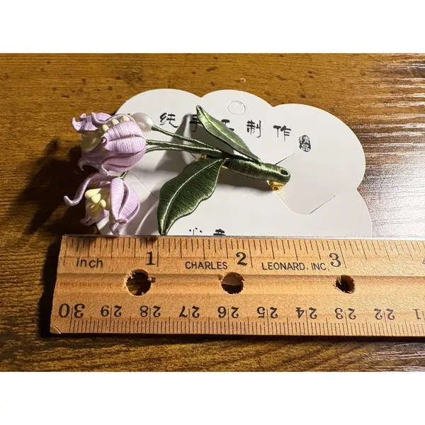Lily of the Valley Embroidered‎ Flower Brooch Pin Bridal Corsage Qipao new - Image 4