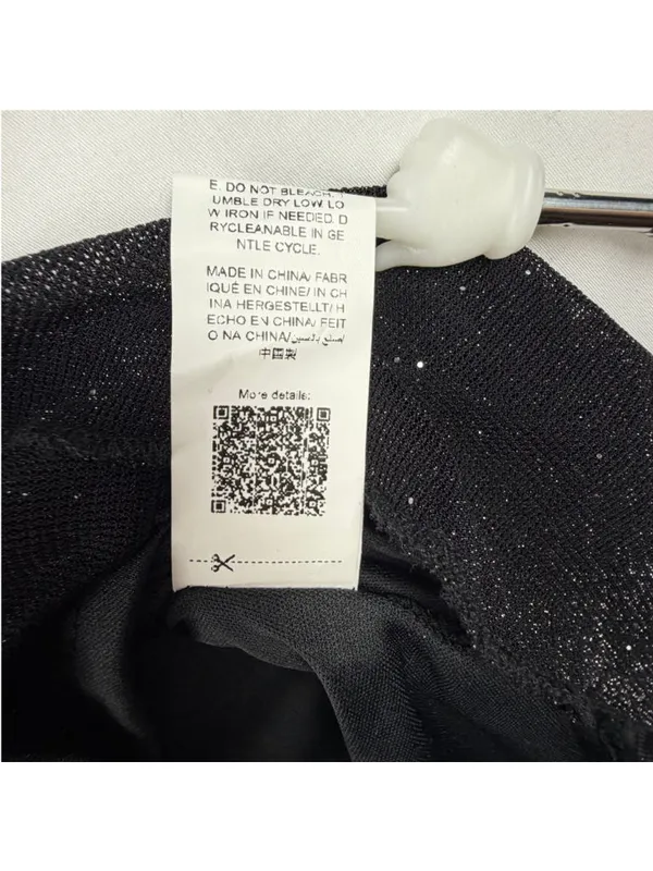 Black Metallic Sparkle V-Neck Dress Split Bell Sleeve Cocktail Party 0XL - Image 5