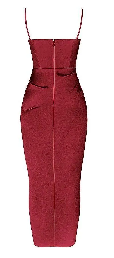 House Of CB 'Flora' Wine Satin Corset Dress. - Image 4