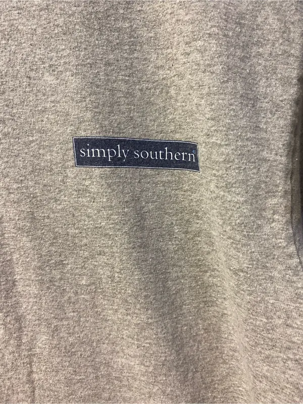 Simply Southern Heather Gray Short Sleeve Tee with Navy Logo - Image 2