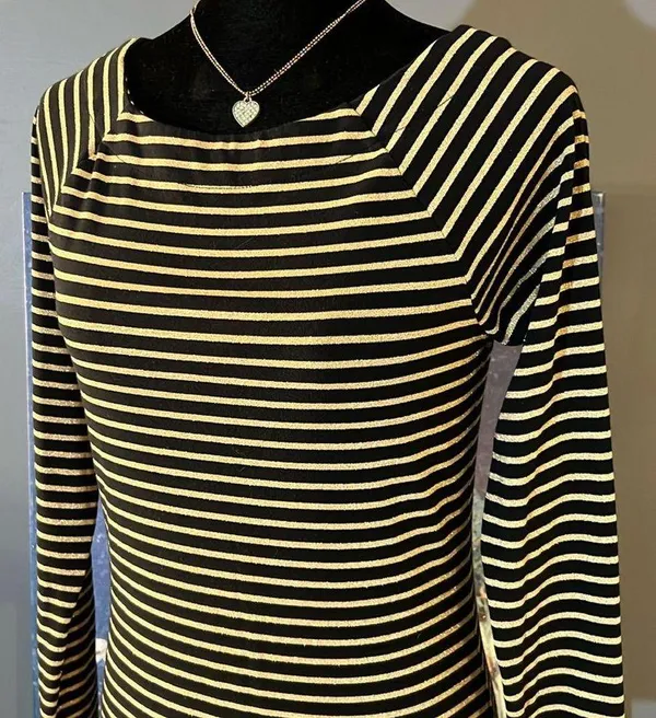 Ralph Lauren Size M Striped Squared Boatneck Long Sleeve Top - Image 2