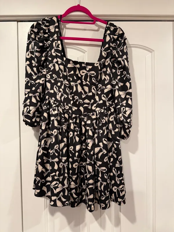 For Love And‎ Lemons Black and White bow Print Mini Dress small - Image 2