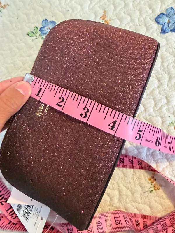 Kate Spade NWT Glitter Dome Makeup Bag Burgundy - Image 7