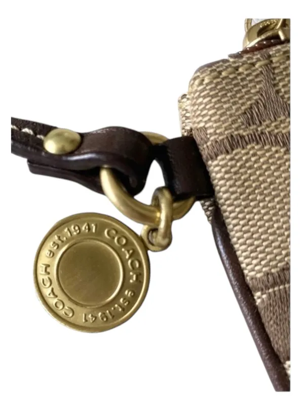Coach ❃ Signature Monogram Jacquard Wristlet Clutch Bag ❃ Leather Trim ❃ Khaki ❃ - Image 11