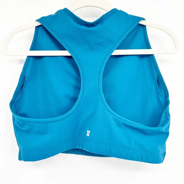 Sweaty Betty Womens Teal Blue Power Contour Zip Bra Racerback‎ Sports Bra XXL - Image 6