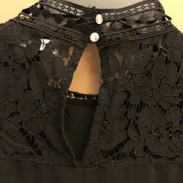 Zara Mock Neck Lace‎ Short Sleeve Dress Black XS - Image 4