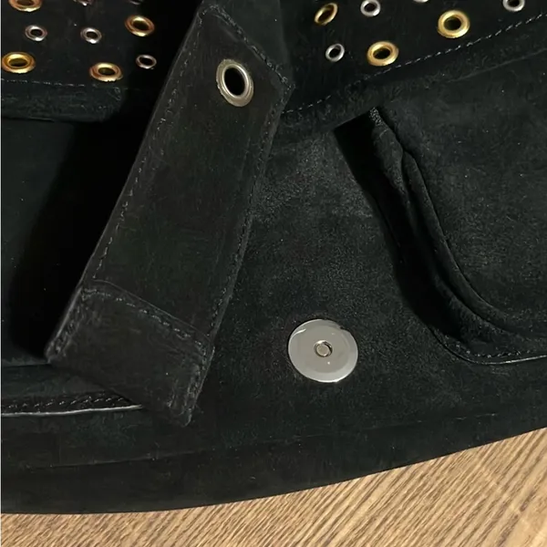 COPY - EuroWellness‎ Black Suede Purse Silver Gold Grommets - Image 10