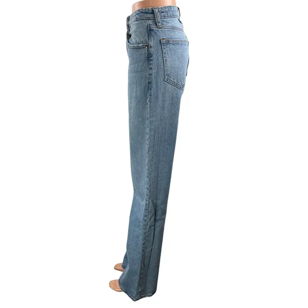 Abercrombie & Fitch The 90s Relaxed High Rise Blue Straight Denim Jeans Size 26 - Image 2