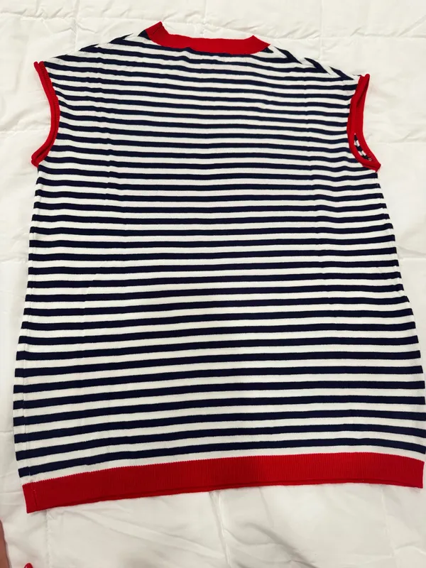 Navy, White, and Red Boutique Sweater Top - Image 3