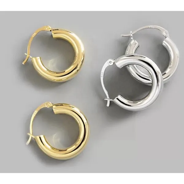 Large Tubular 18k White Gold Filled Hoop Earrings,‎ 30mm - Image 10