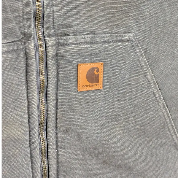 Vintage Y2K Carhartt Sandstone Rugged Vest Sherpa Lined Duck Canvas Dark Gray 3X - Image 3