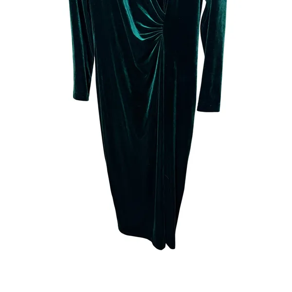 Vintage Robbie Bee 90s Womens Dark Green Velvet Maxi Dress Long Sleeve Size L - Image 3