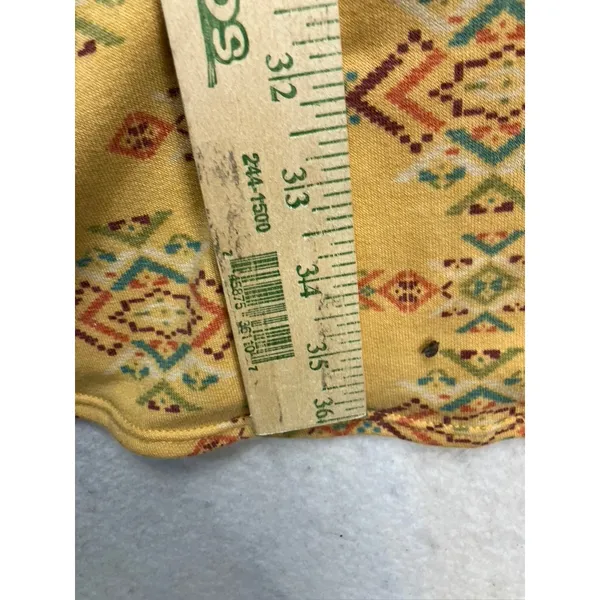 Perfect‎ Peach Sleeveless Dress Women Size S Yellow Aztec Ruffle Neck PPD10587 - Image 4