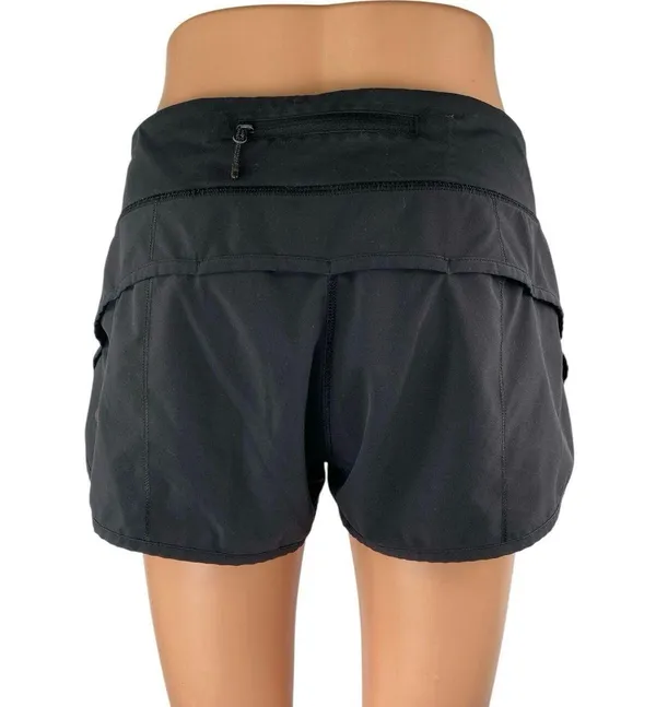 Lululemon Women's Black Pull On Back Pocket Workout Athletic Running Shorts Sz 6 - Image 3