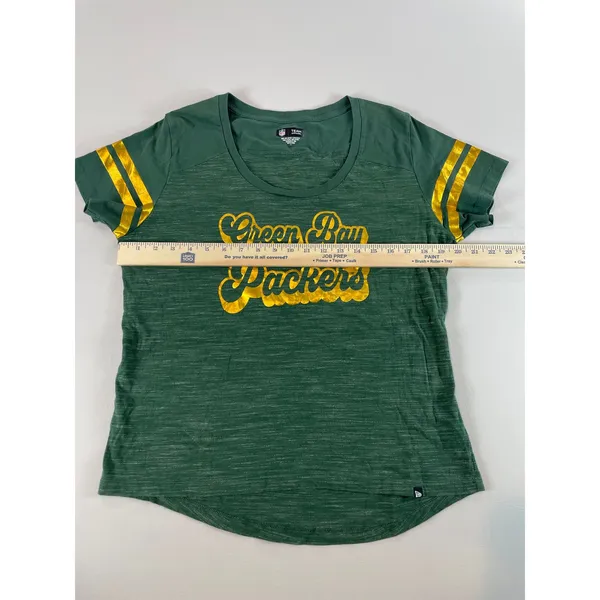New Era NFL Team Apparel Womens Green Green Bay Packers Scoop Neck Tee L - Image 5
