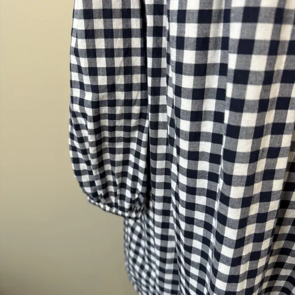 Abercrombie and fitch off‎ the shoulder gingham dress M blue white Check Smock - Image 5