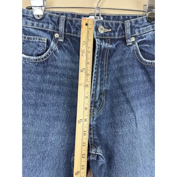 Zara Jeans Womens Blue Size 6 Denim Flare High Rise Raw Hem Medium Wash - Image 9