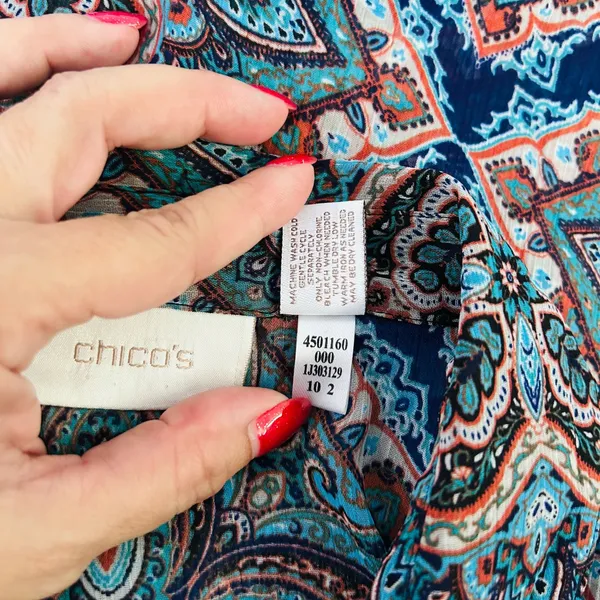 Chico’s Mosaic Print Resort Button Front Blouse - Image 10