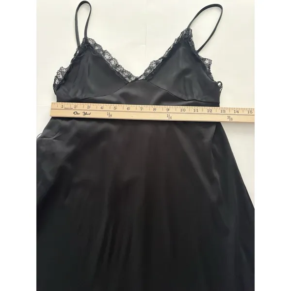 Vintage Miss Selfridge Sheer Slip Dress Black Lace Cut Out Side Nightgown - Image 9