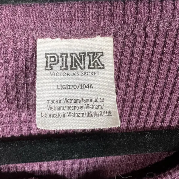 Victoria's Secret Purple Sleepwear Thermal Waffle Shirt Henley‎ Women’s Size L - Image 5