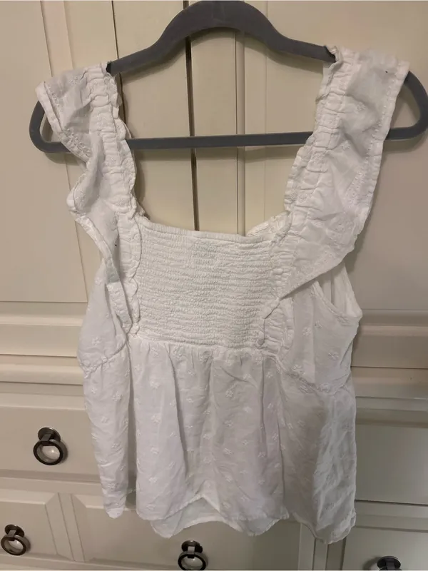 Old Navy White Ruffle-Trim Sleeveless Tank - Image 2